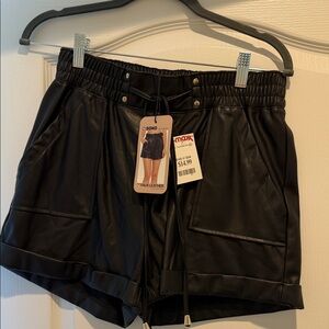 Ci Sono Black High Waist Faux Leather Shorts